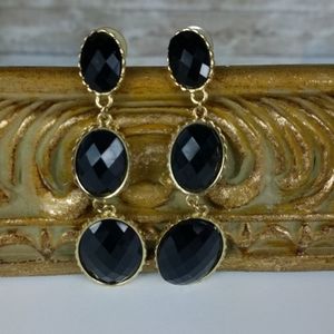 Fashion jewelry, black and gold plated earrings